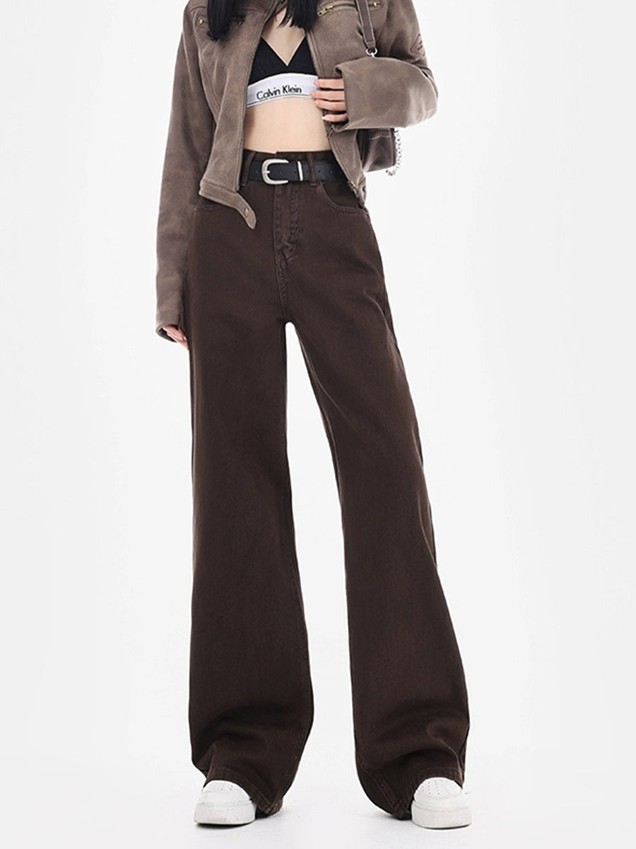 Solid Color Straight Leg Loose Fit Denim Jeans