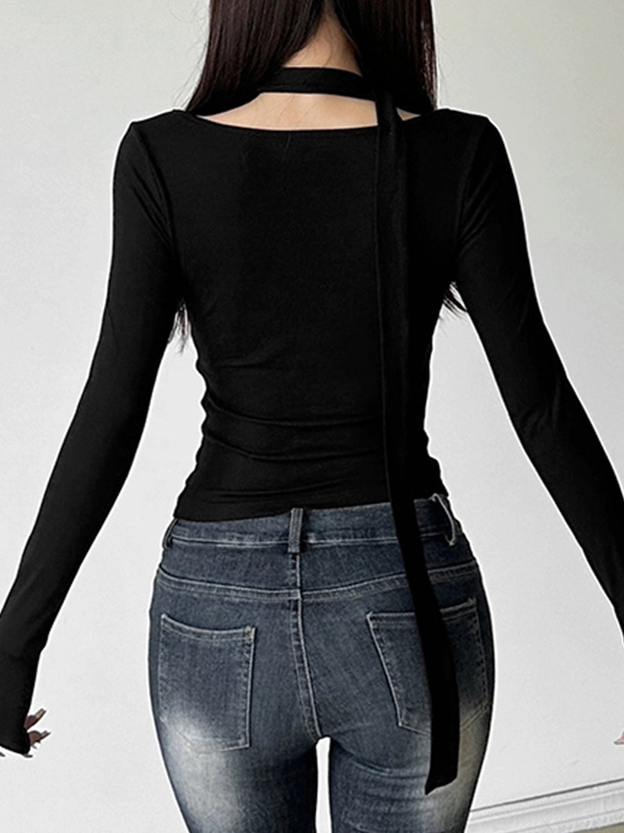 Sexy Lace Slim Long Sleeve Top + Neckband