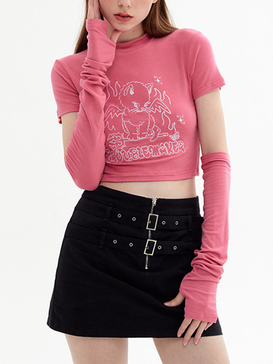 Tight Crop Top with Sleeves