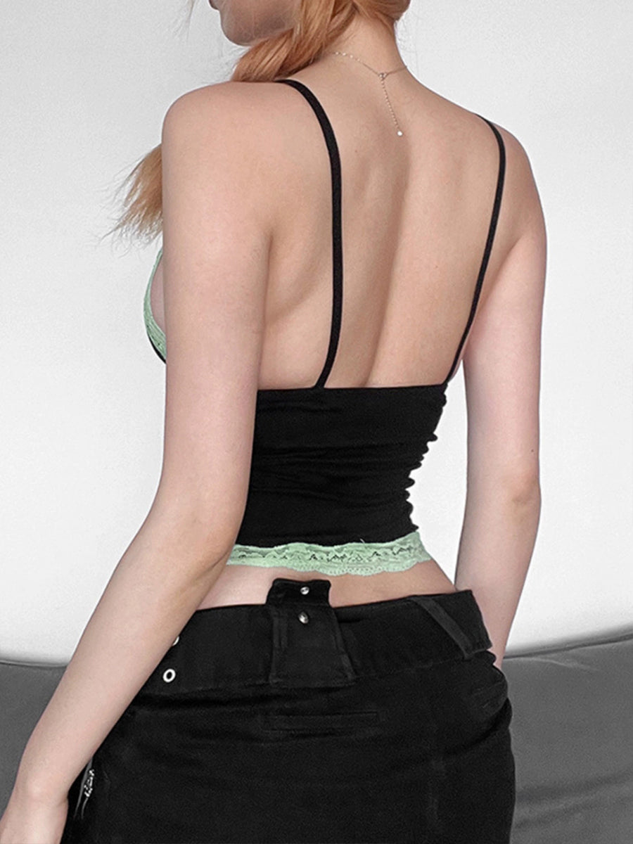 Patchwork Lace Stretch Cami Top
