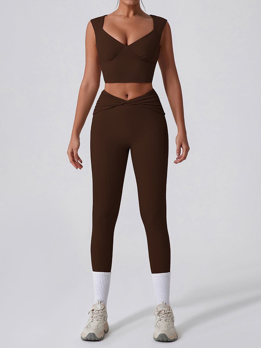 2pcs Sports Tank and Leggings Skin-Friendly Sports Set Workout Set Fitness Yoga Suit