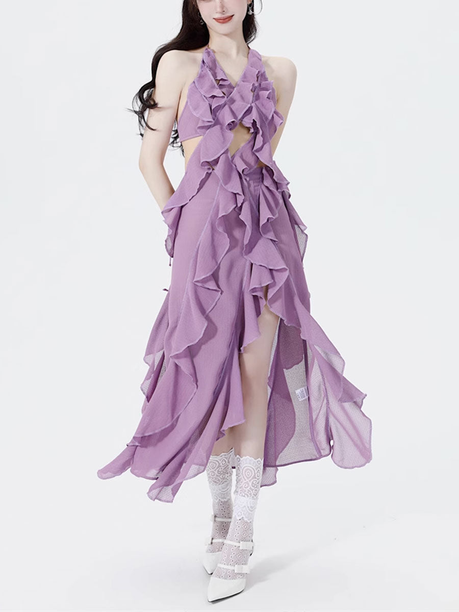 Sleeveless Tassel Slim Long Dress