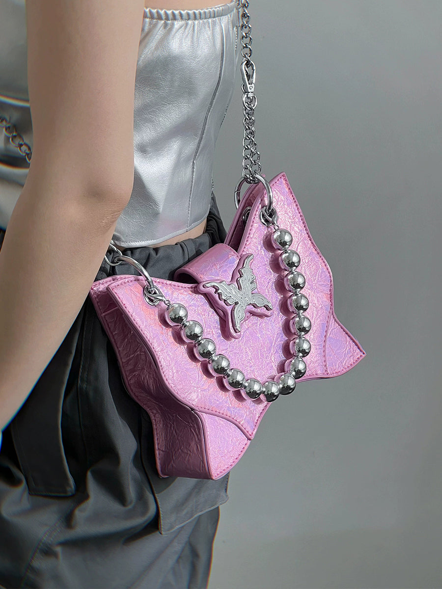 Beaded Chain Fluorescent Butterfly Bag