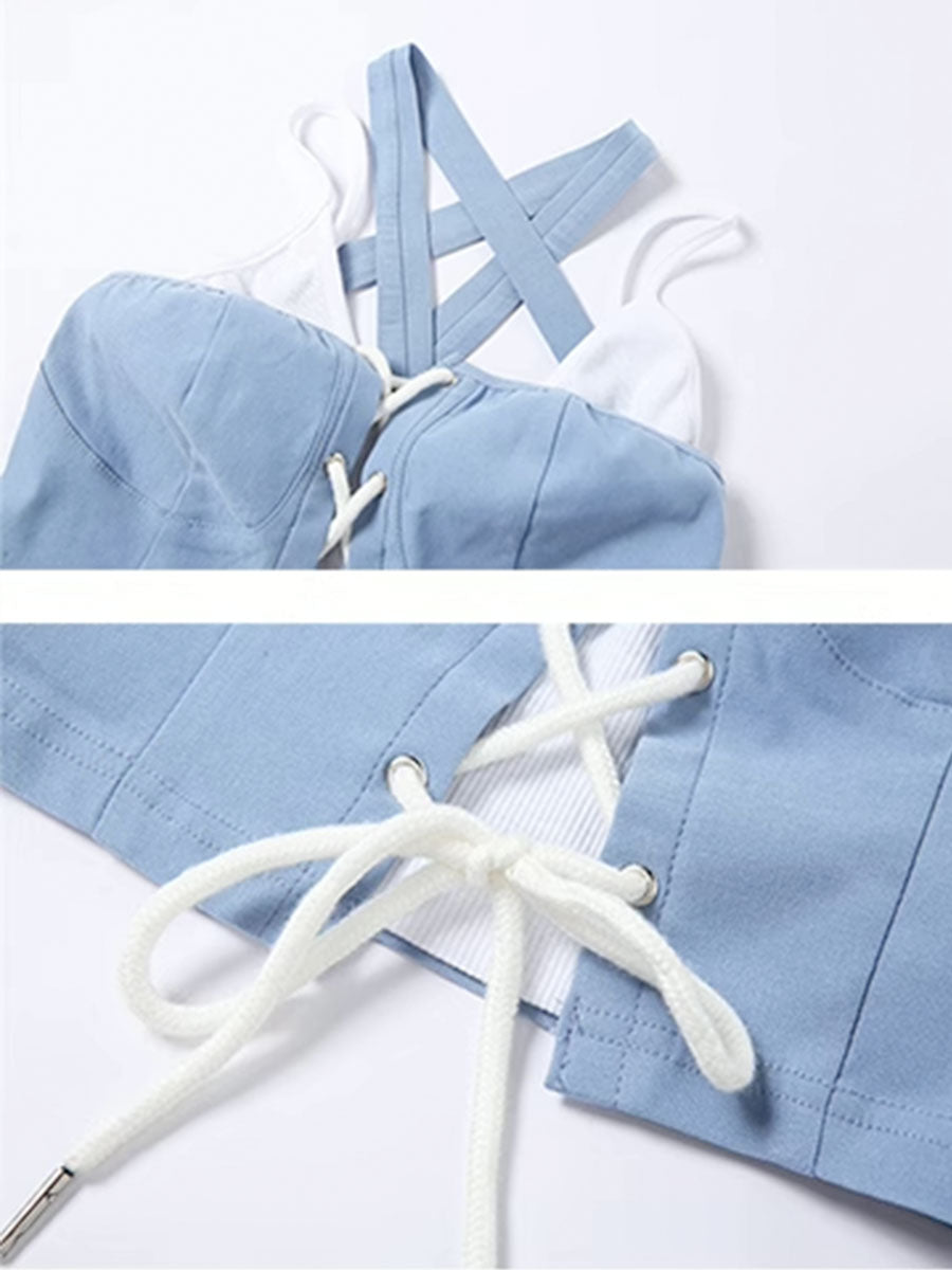Tight Cami Crop Top with Sleeves