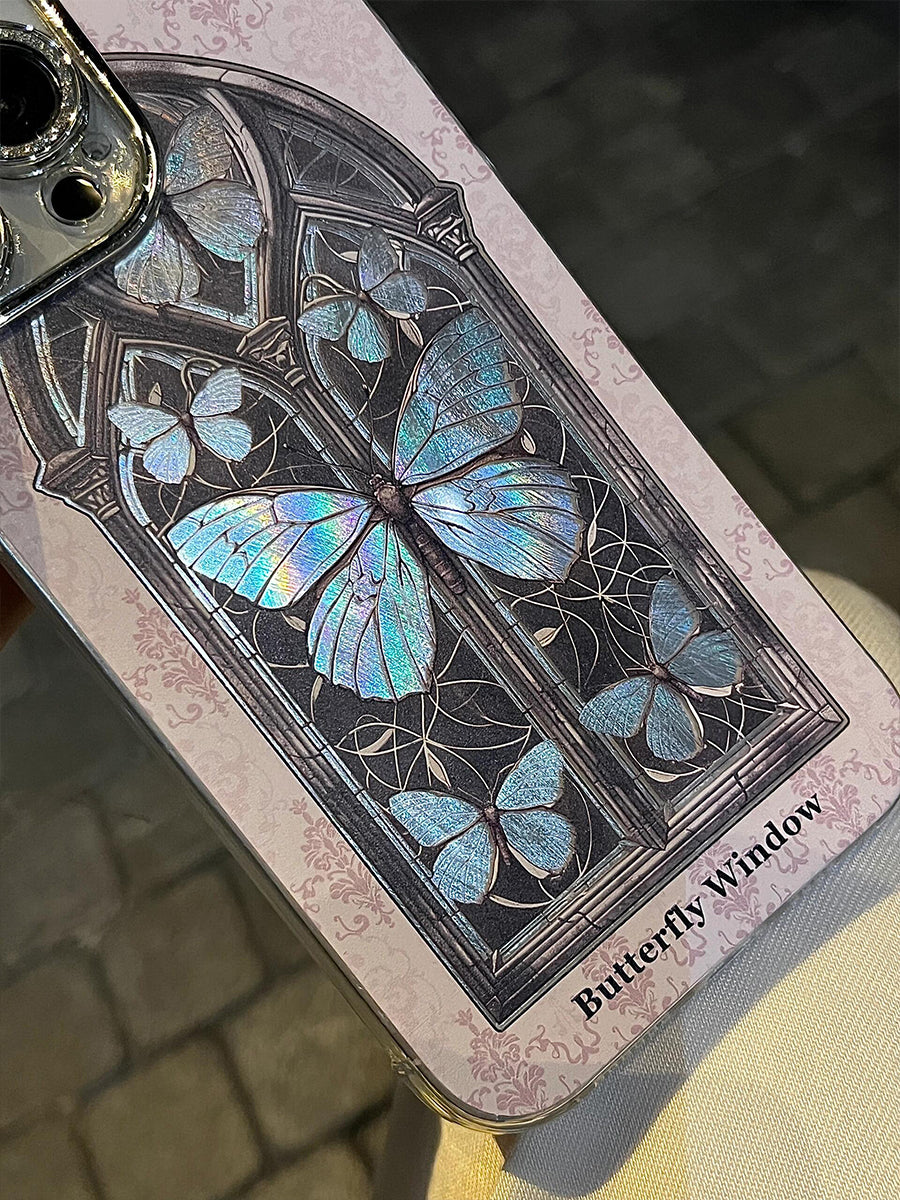 Butterfly Flower Window Mirror Phone Case