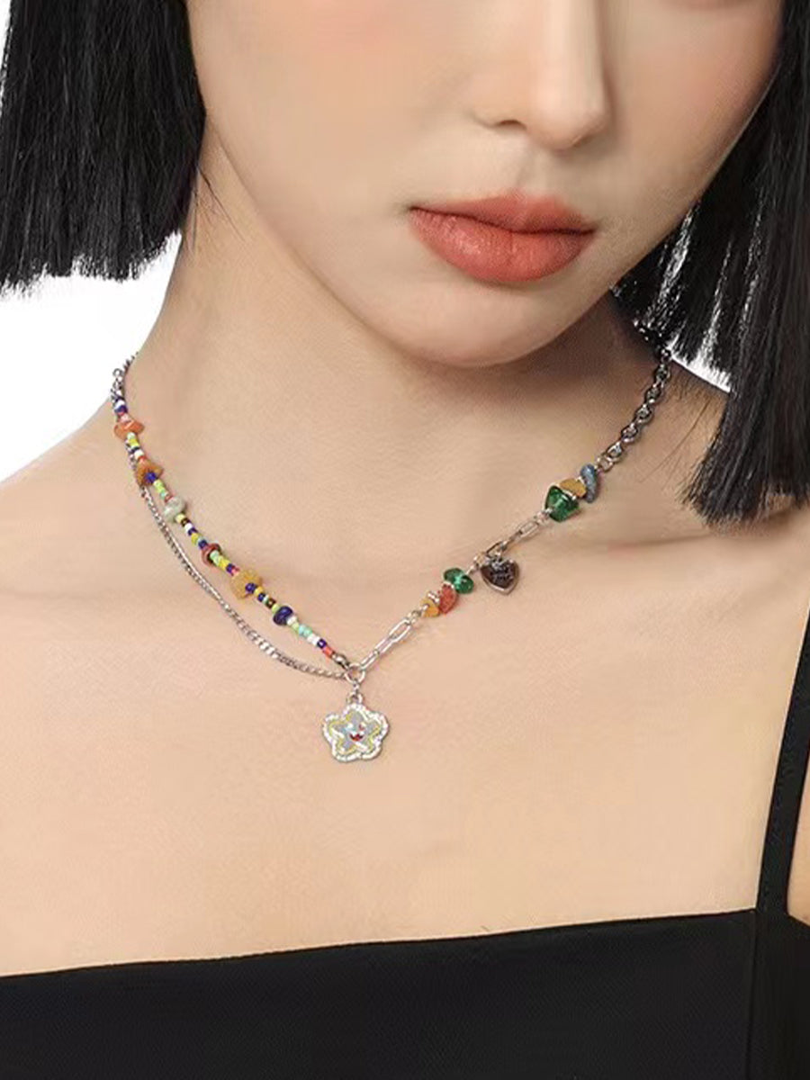 Smile Flower Rainbow Necklace
