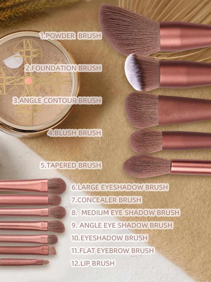 12 PCS Professional Antimicrobial Brush Set