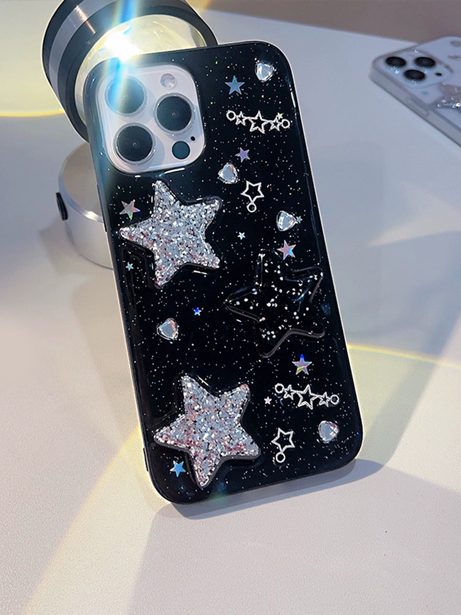 Black Shiny Stars Case for iPhone