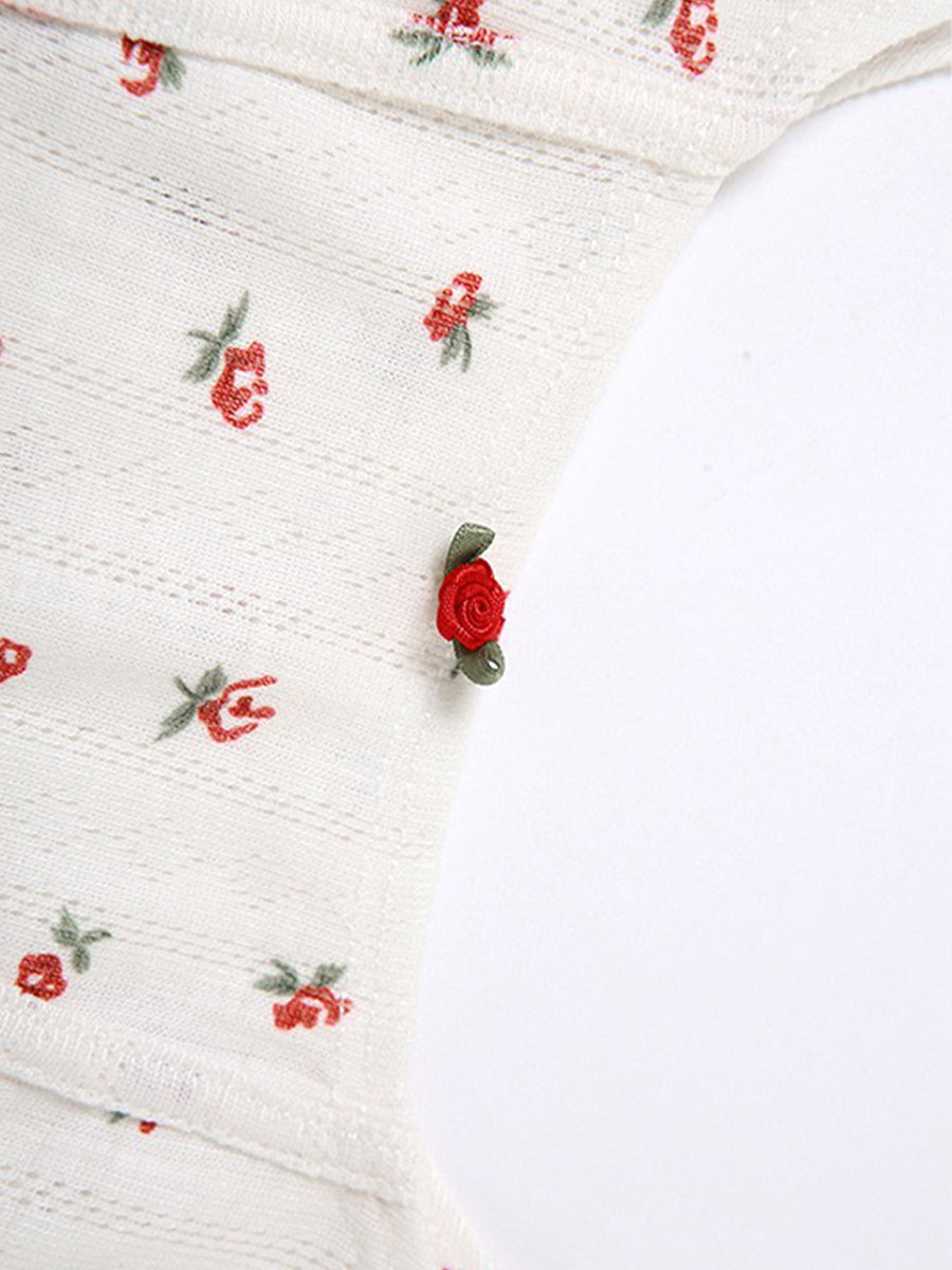 Rose Floral Print Knit Stretchy Cami Top + Long Skirt Two Piece Set