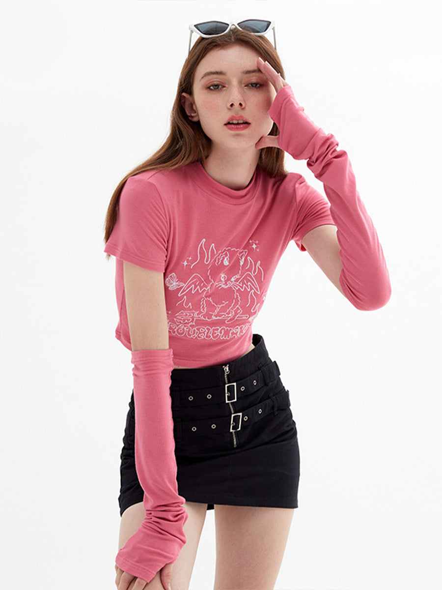 Tight Crop Top with Sleeves
