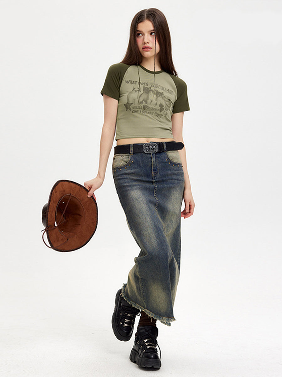 Patchwork Printed Crop Top