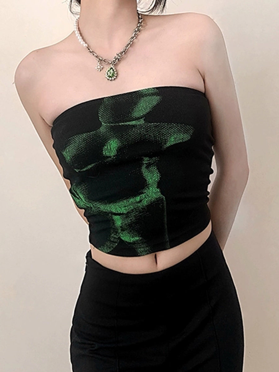 Tie-Dye Sleeveless Stretch Corset Top