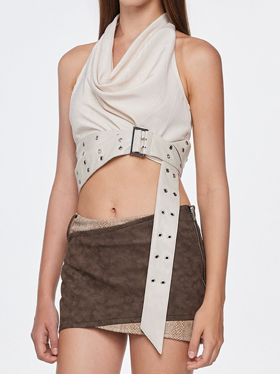 Adjustable Beige Halter Top