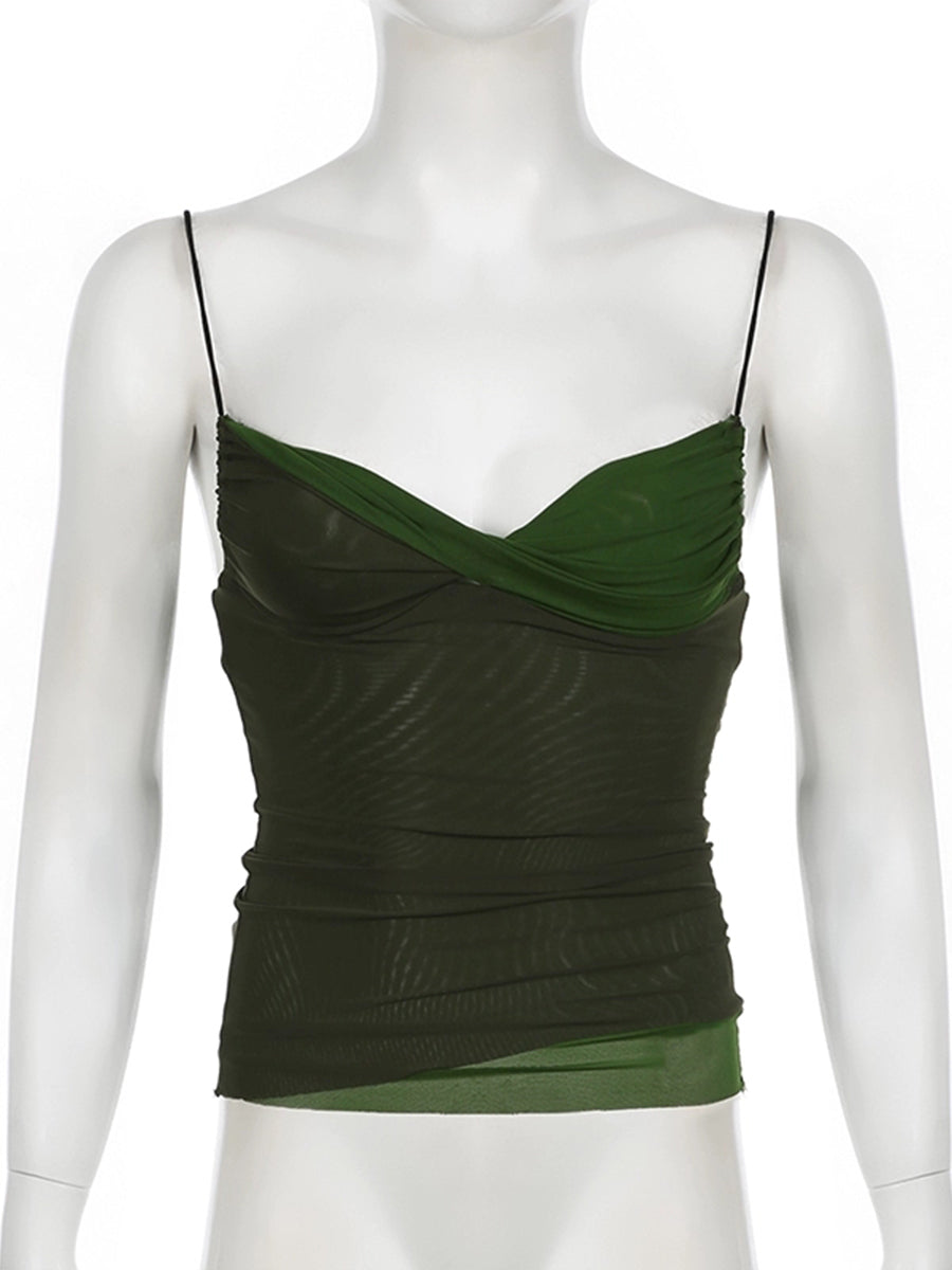 Sexy Green Mesh Cami Crop Top