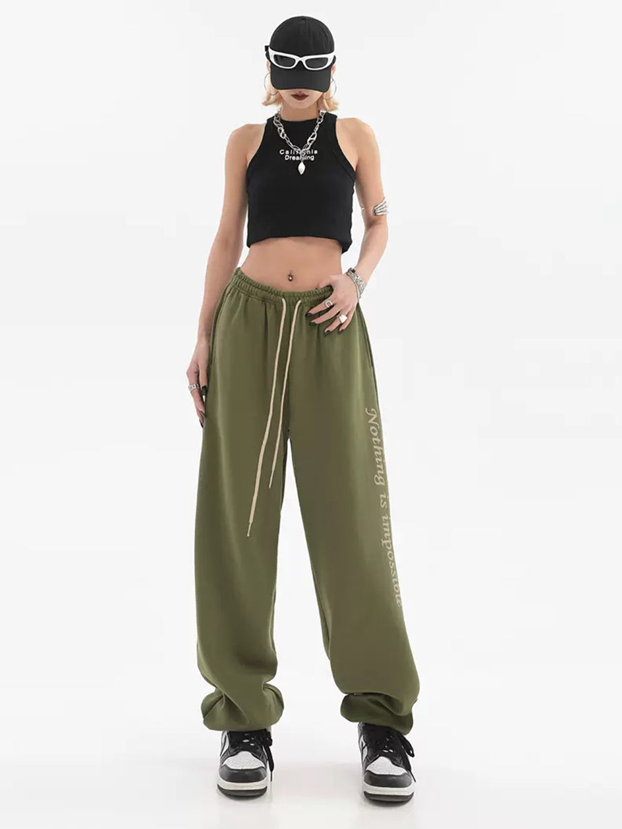 Printed Straight Leg Panel Sweatpants Pants