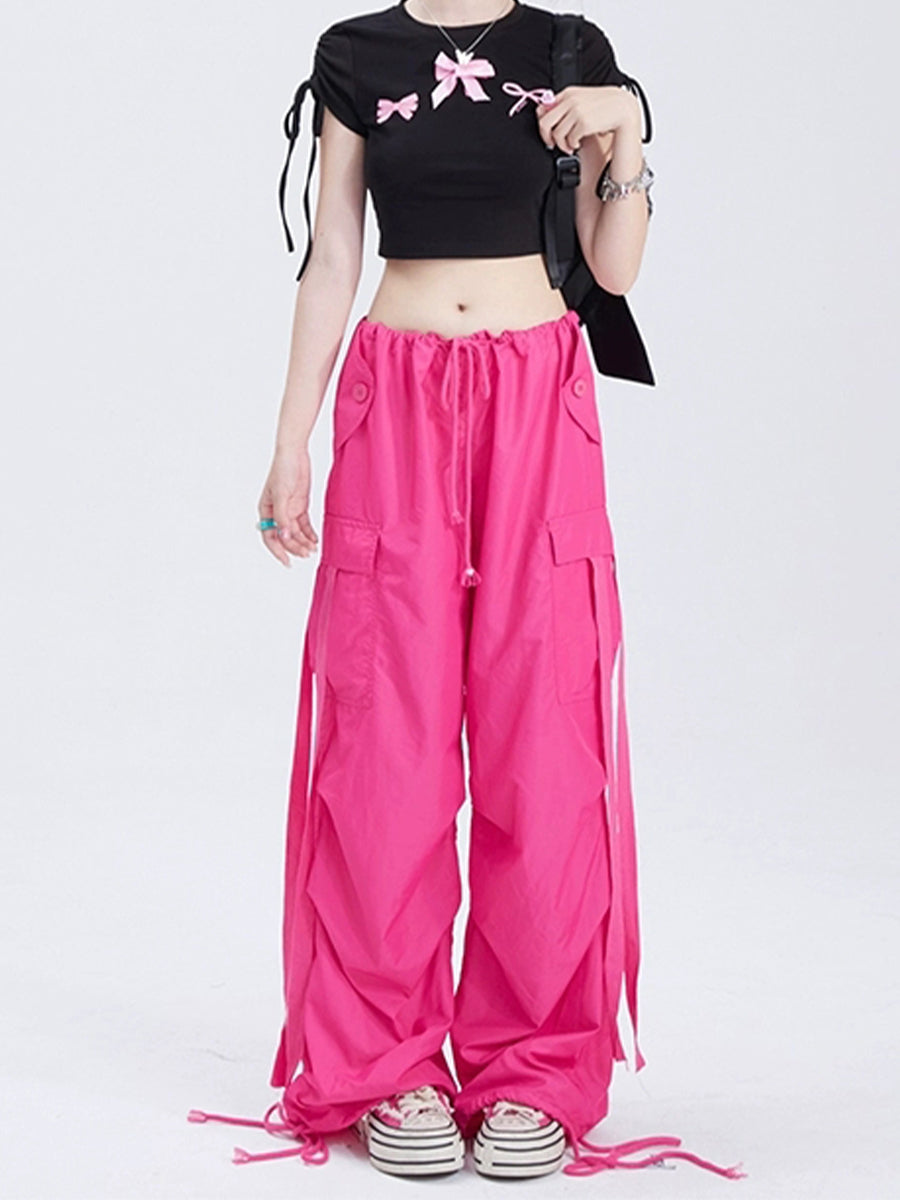Solid Color Drawstring Hip Hop Casual Pants