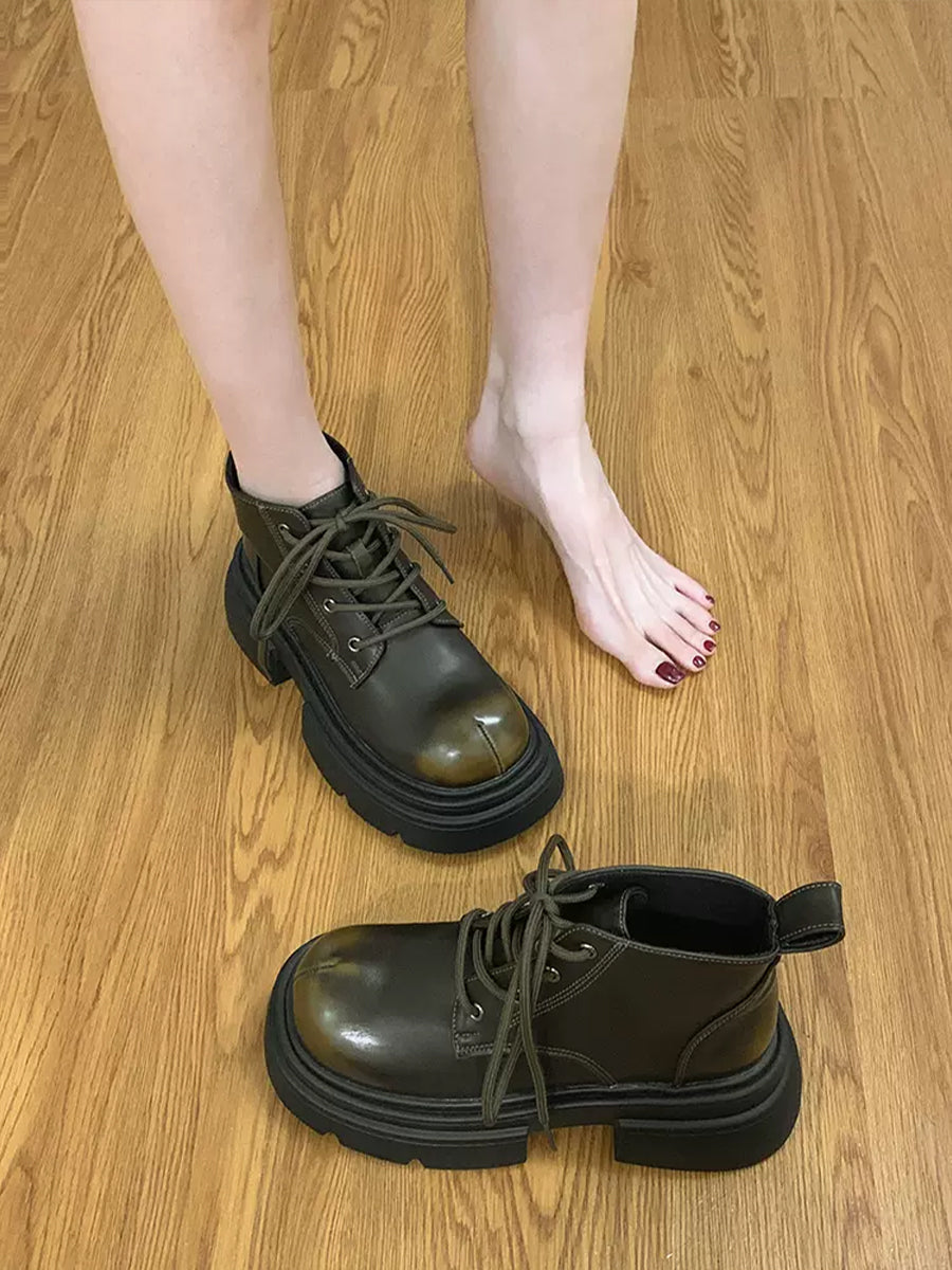 Women's Solid Color Zipper Height Increase PU Solid Color Boots