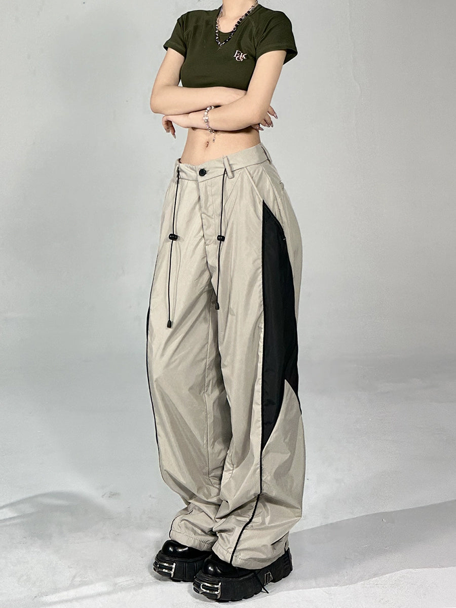 Patchwork Solid Color Thin Casual Pants