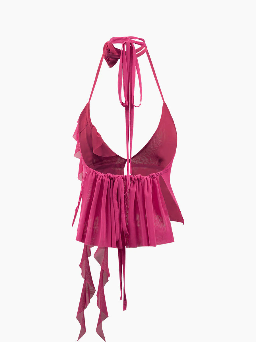 Rose Mesh Halter Top