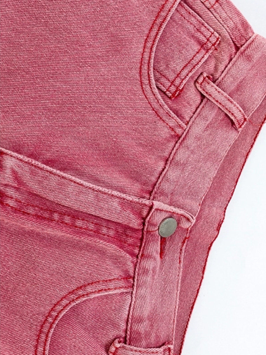 Pink Loose Long Jeans Pants