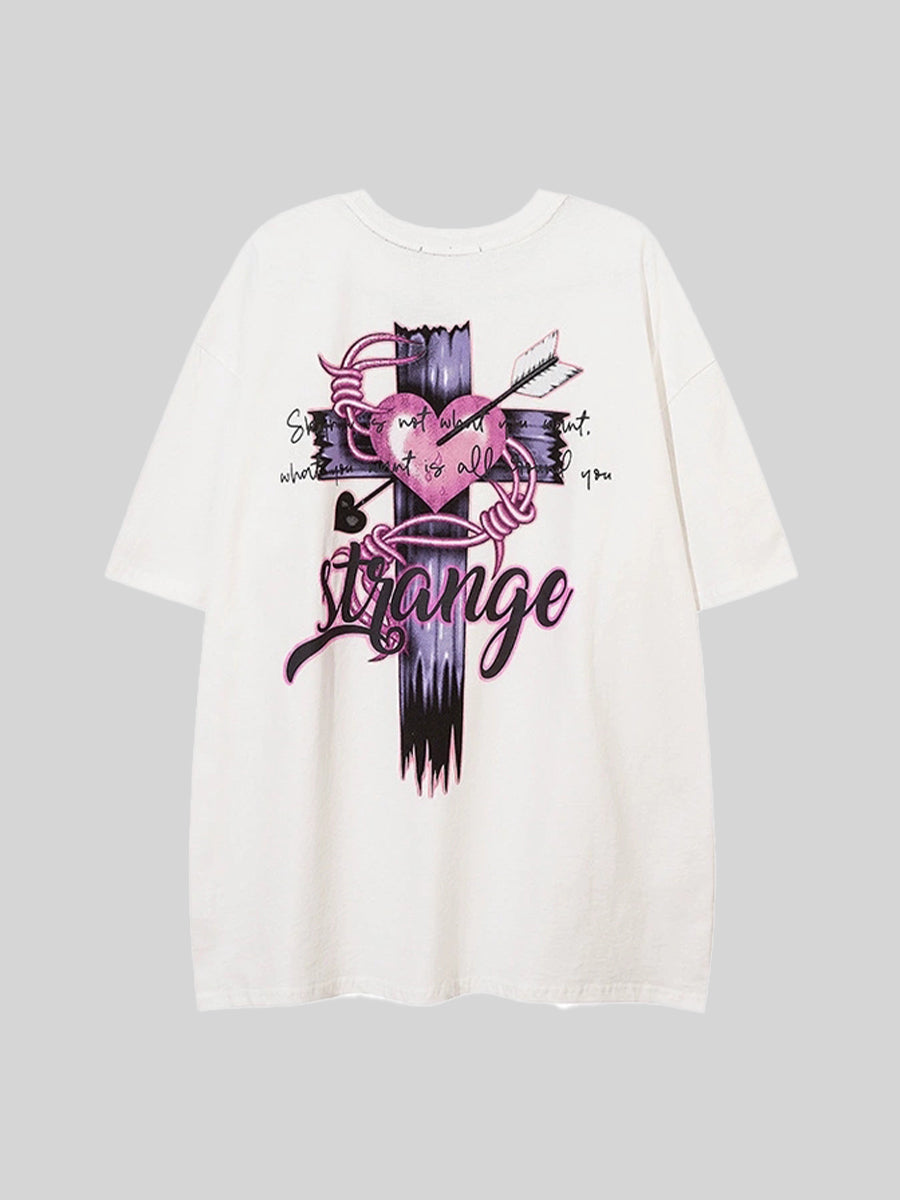 Love Cross Oversize Short Sleeve Top