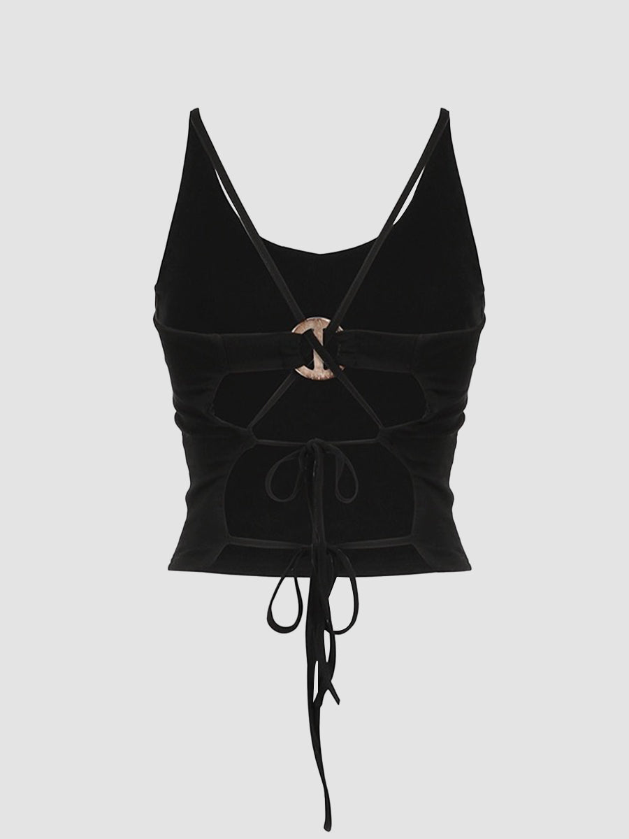 Backless Strappy Black Camisole Top