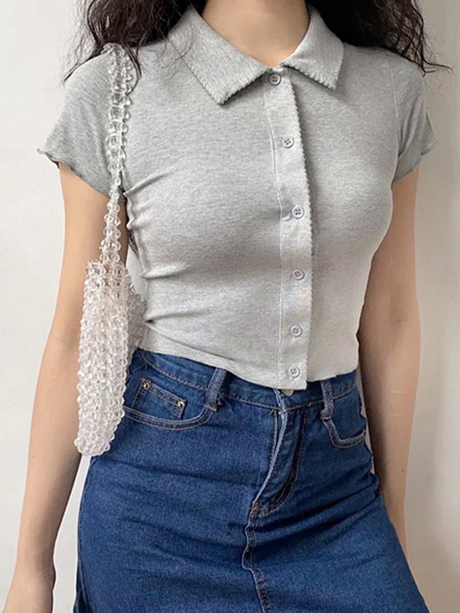 Polo Knit Short Sleeve Top