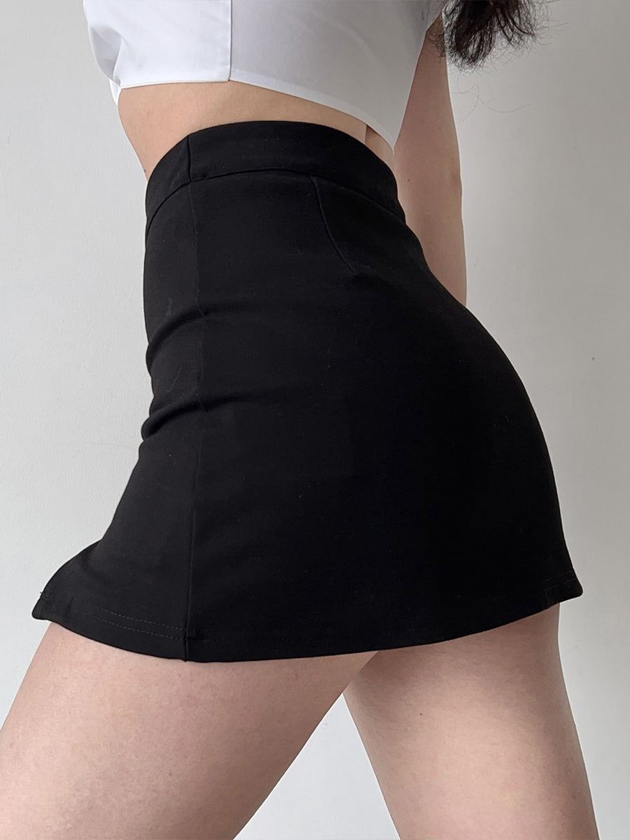 Solid Color Slim Irregular Skirt