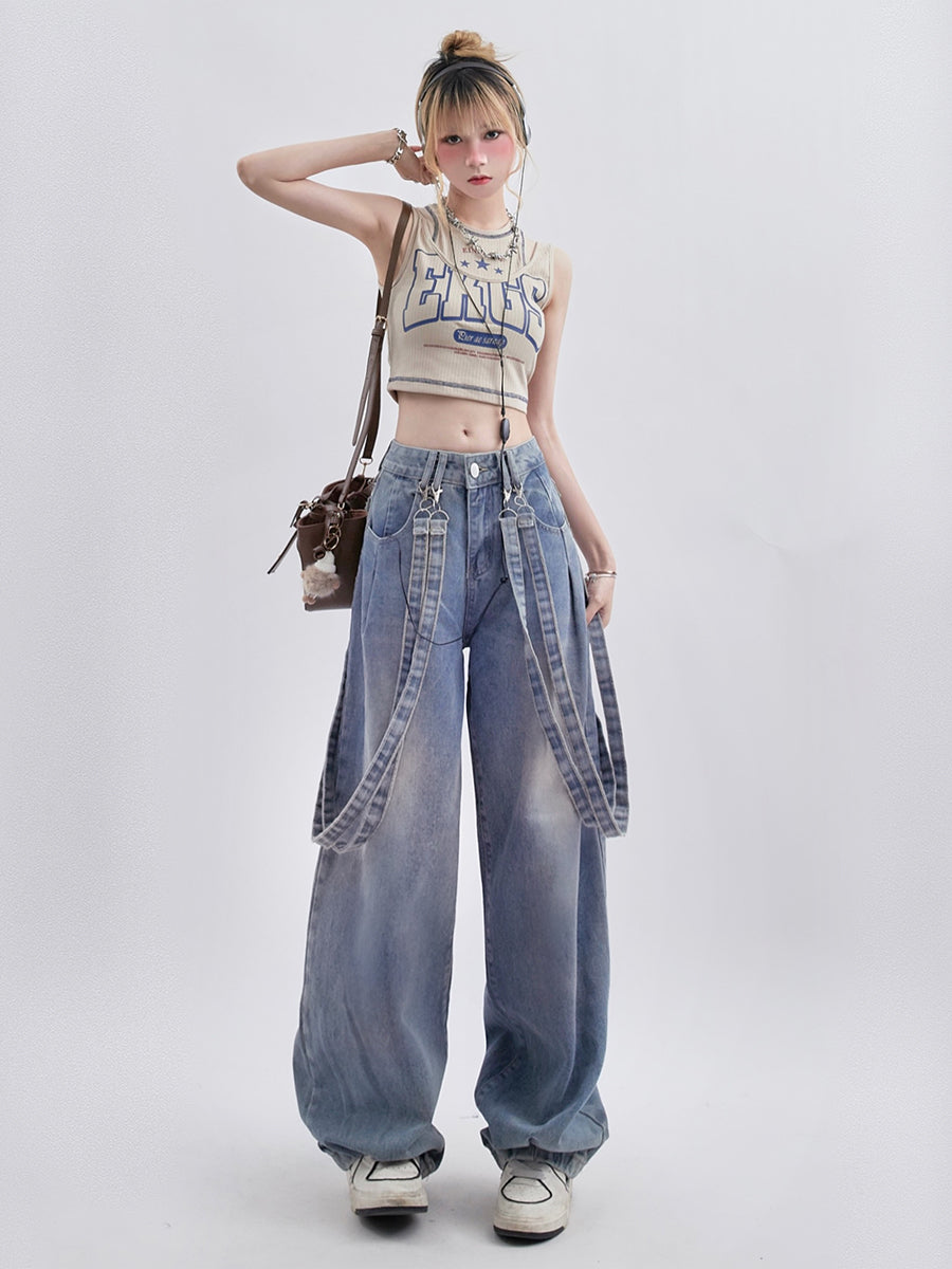 High Waisted Blue Loose Jeans