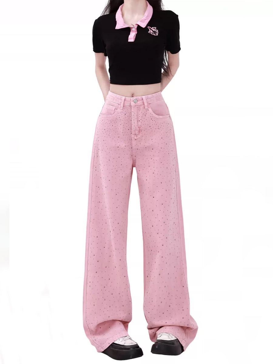 Silver Beaded Loose Fit Denim Jeans