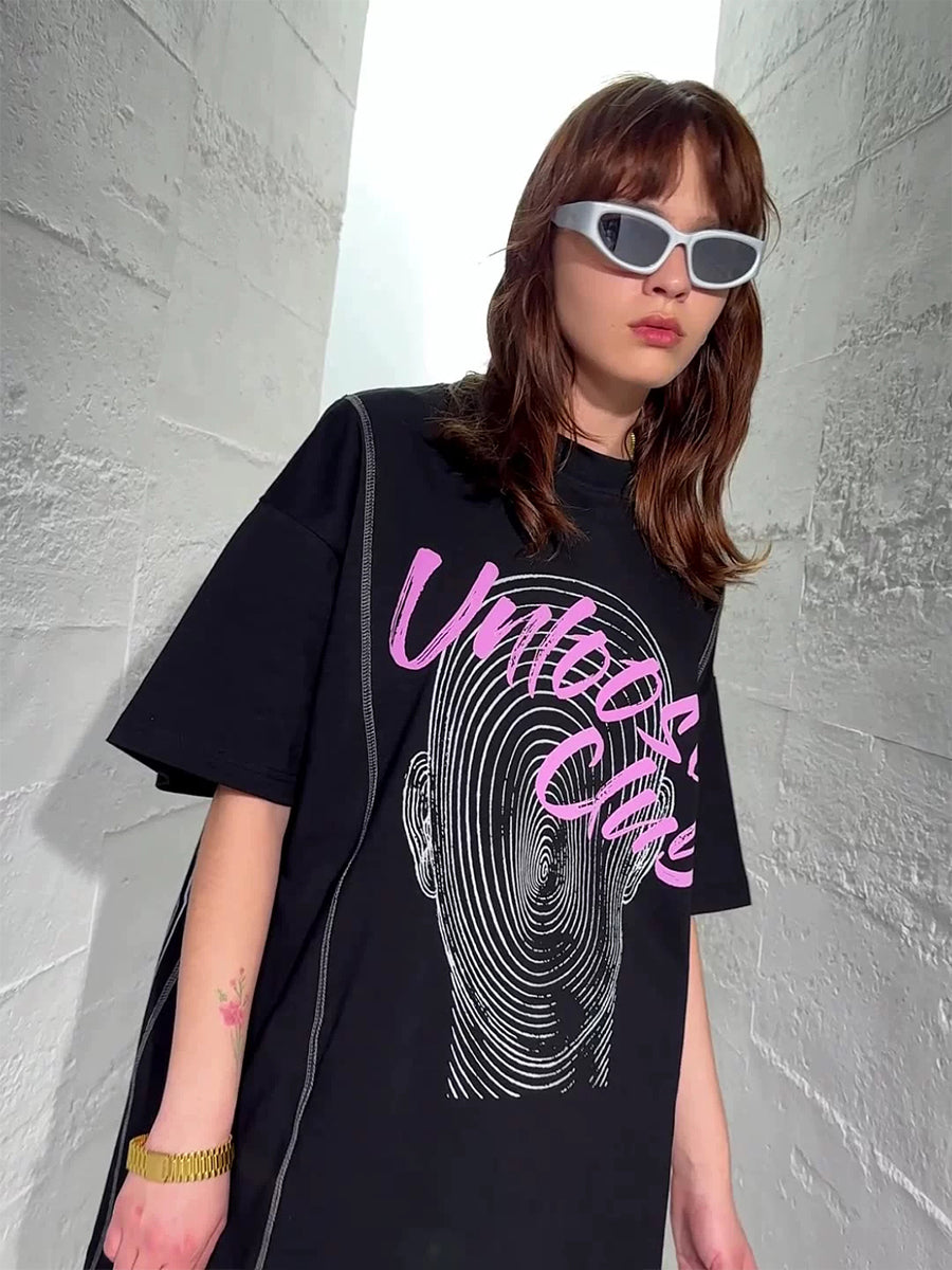 Reversible Print Oversized T-Shirt Top