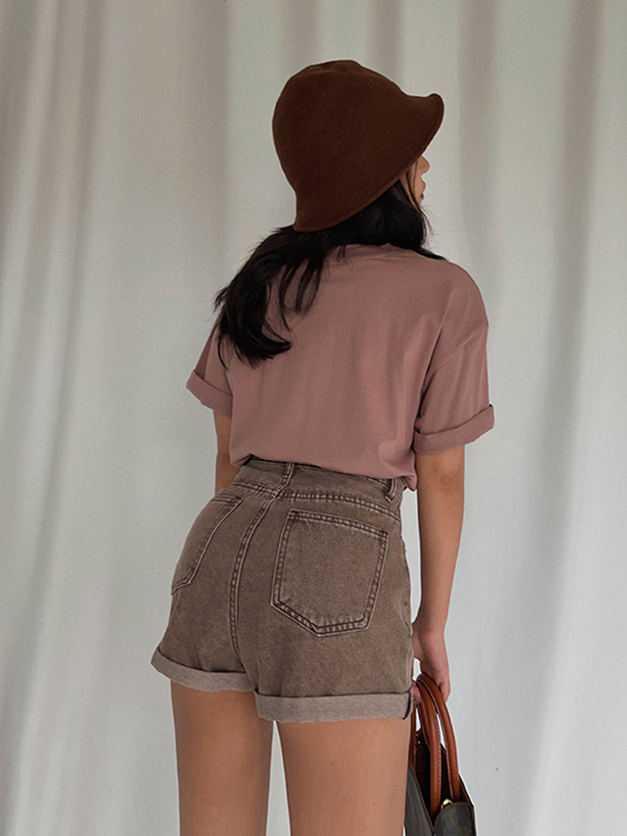 Pink Sunrise Print Oversize Short Sleeve Top