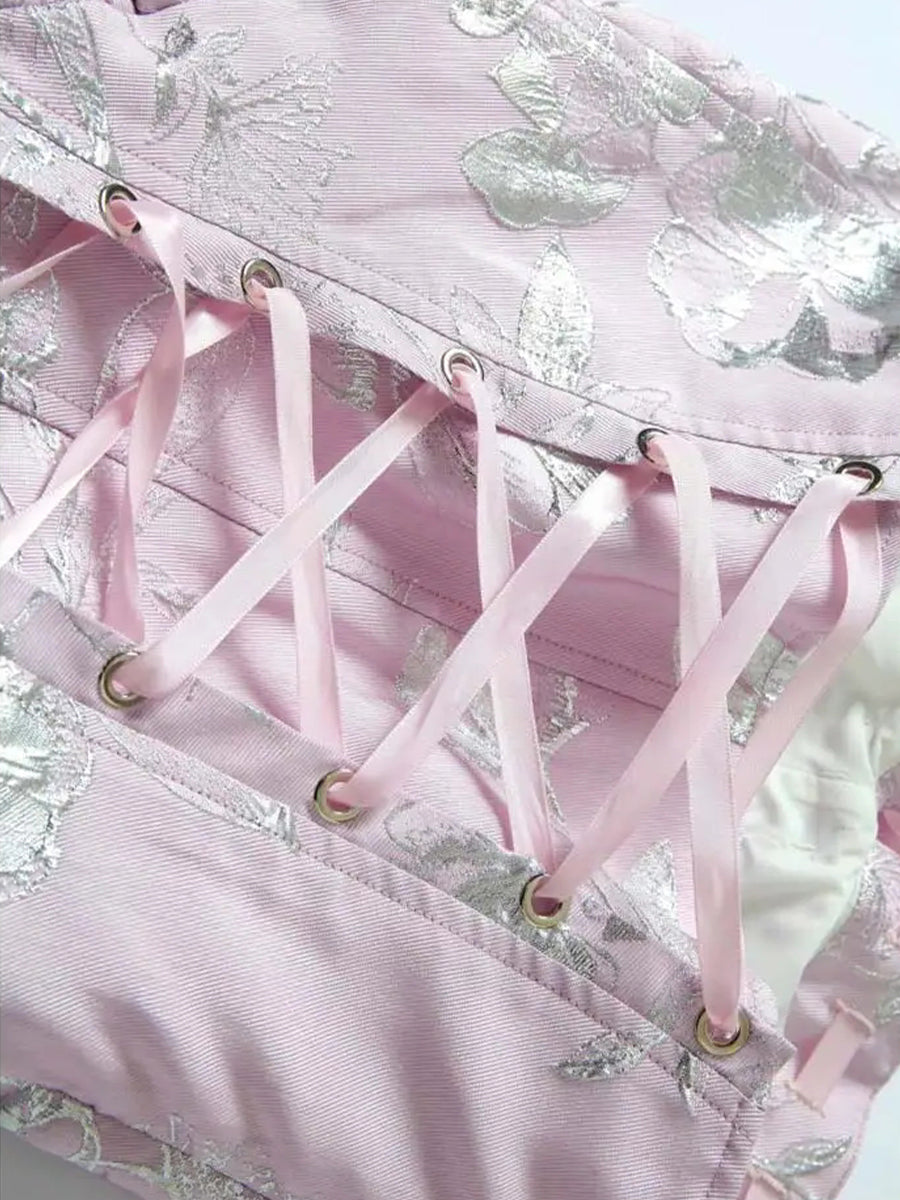 Pink Barbie Shiny Silk Puffy Tube Dress
