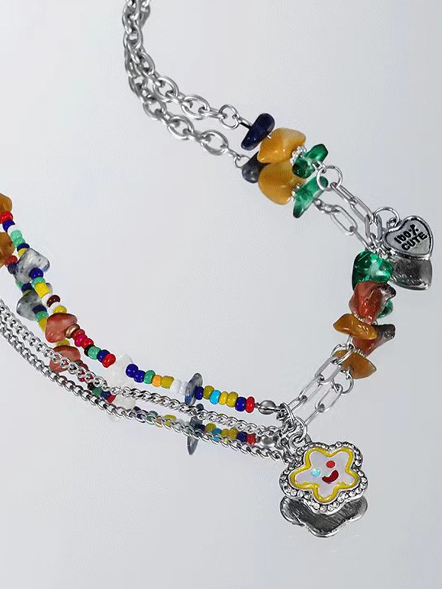 Smile Flower Rainbow Necklace