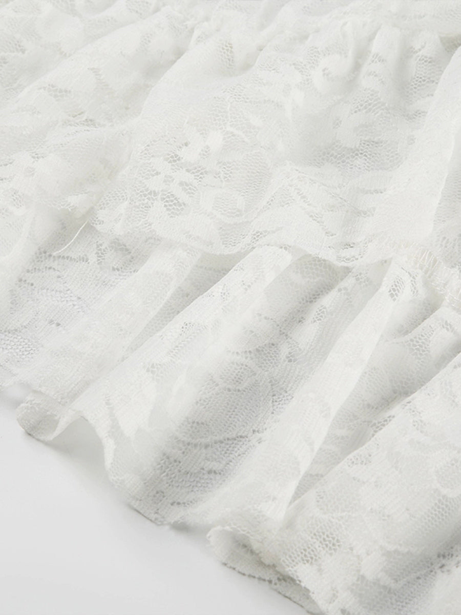 Irregular Lace Hem Split Midi Skirt