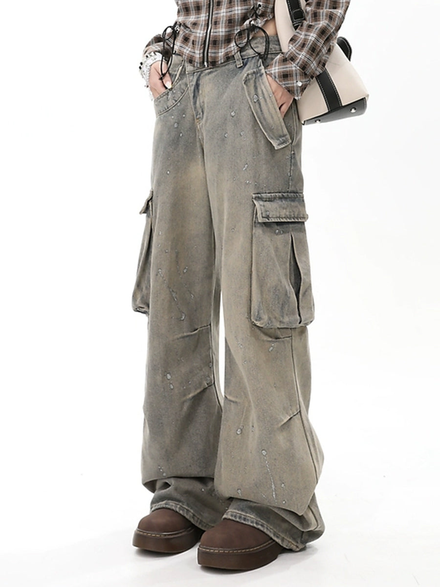 Vintage Irregular Loose Cargo Jeans