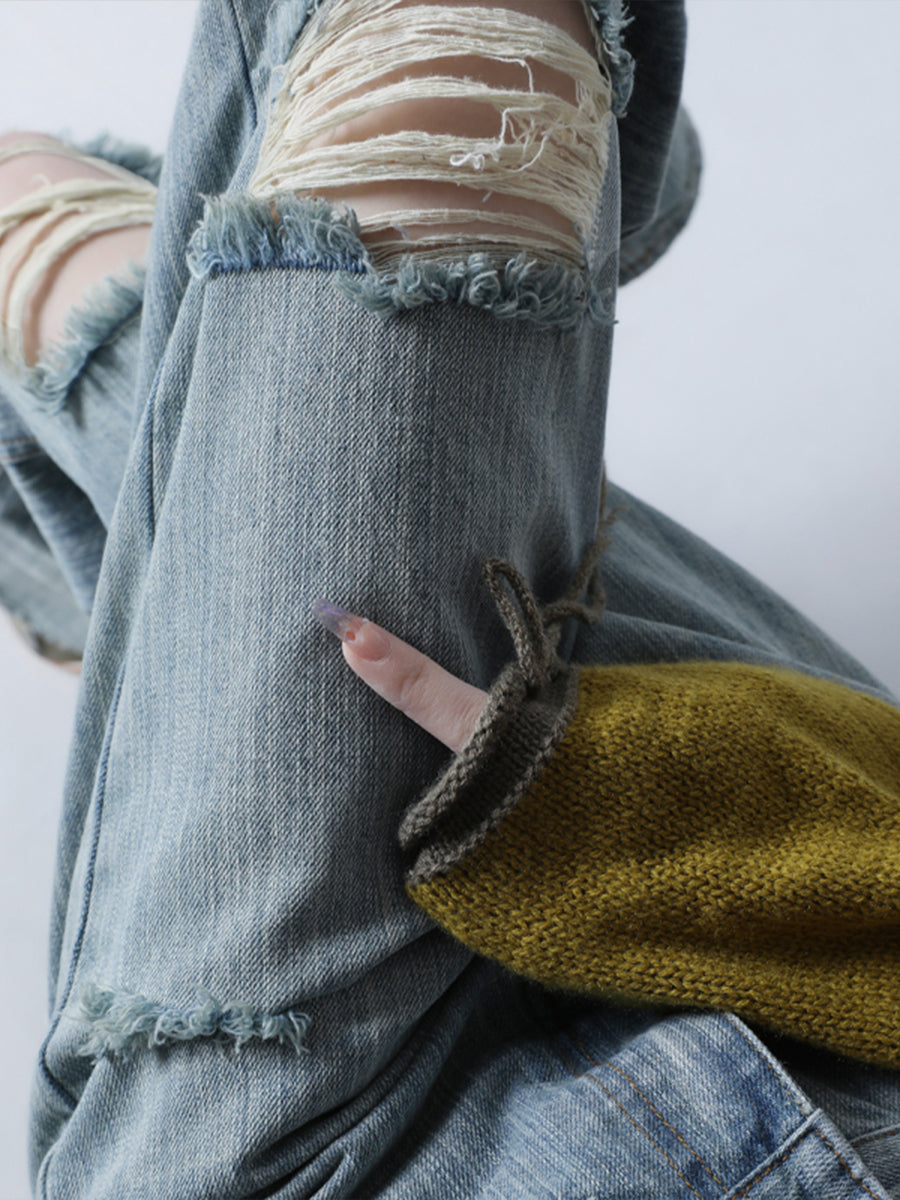 Light Blue Denim Ripped Jeans