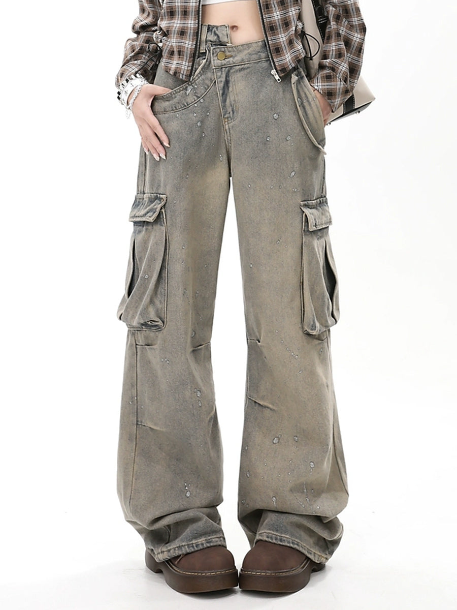 Vintage Irregular Loose Cargo Jeans