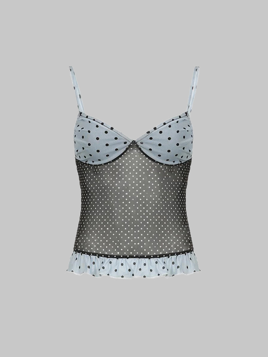 Slim Fit Mesh Perspective Cami Top