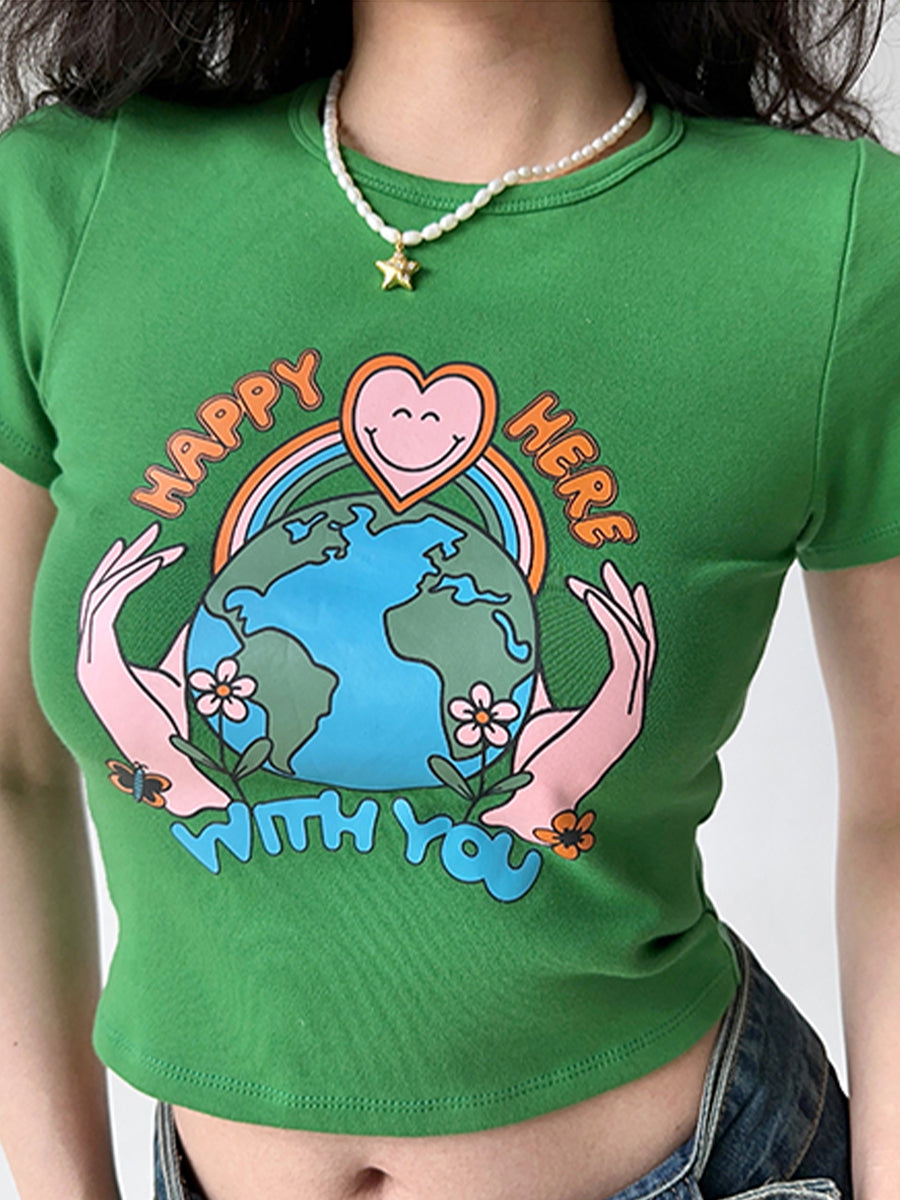 Cotton Green Crop Top