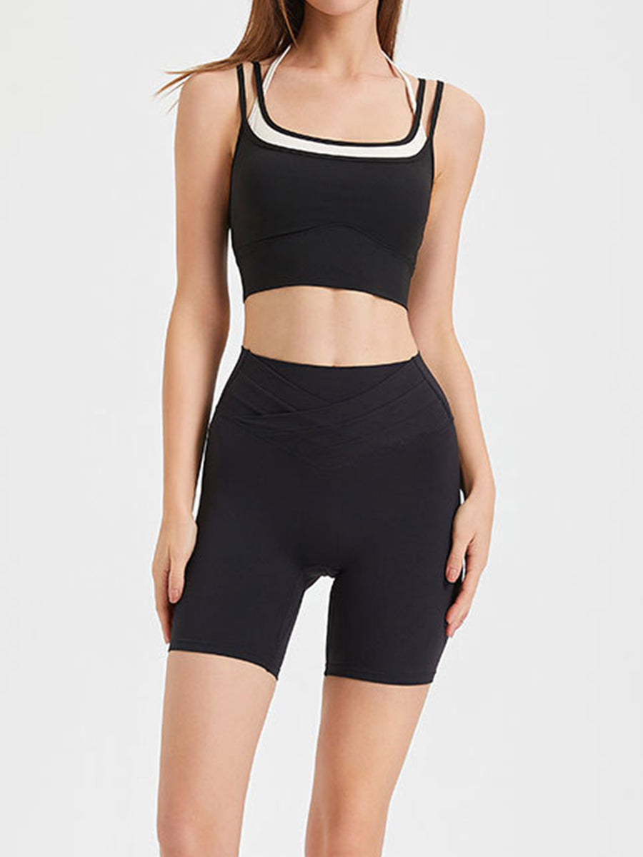 2pcs Sports Cami Slim Fit Shorts Yoga Sports Set Workout Set Women Gym Wear
