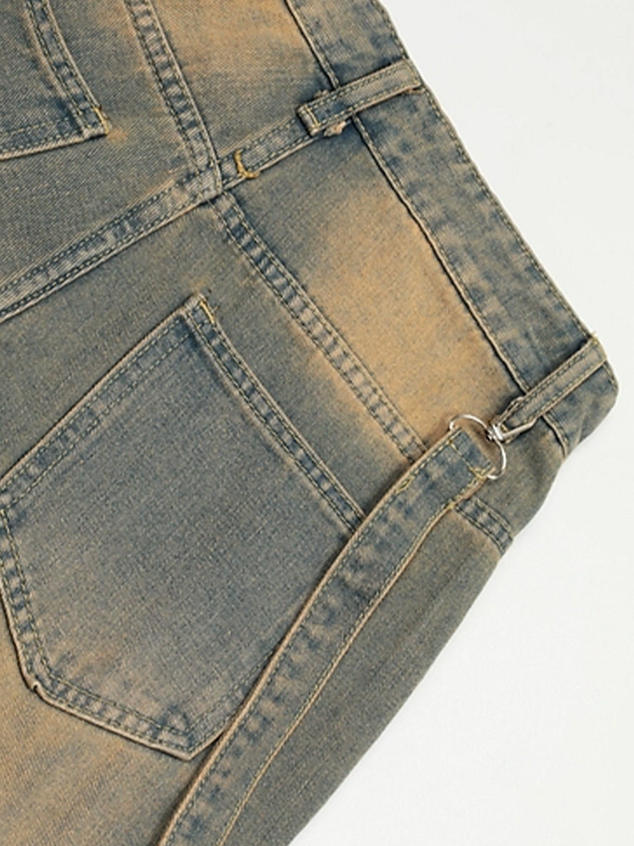 Y2K High Waist Flap Pocket Cargo Denim Jeans