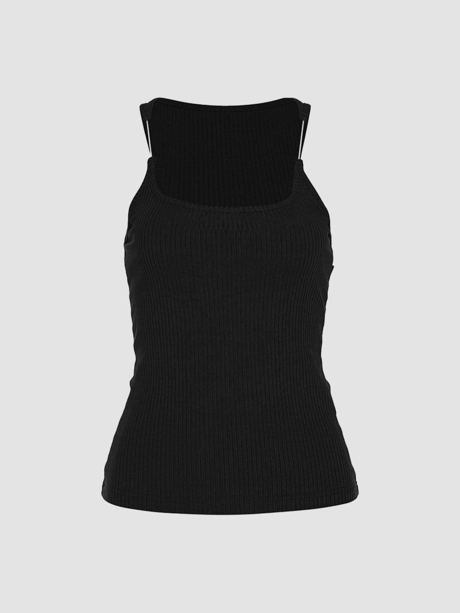 Clear Strap Knitted Cami Top