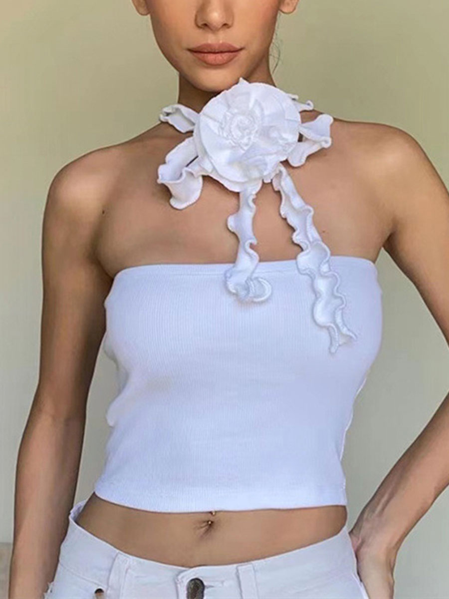Bralette Top with Flower Flutter Belt