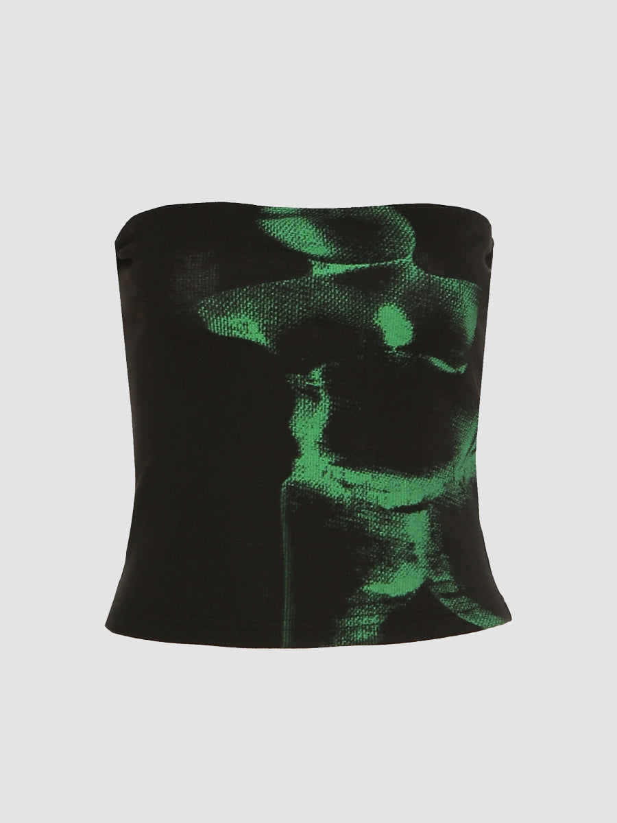 Tie-Dye Sleeveless Stretch Corset Top