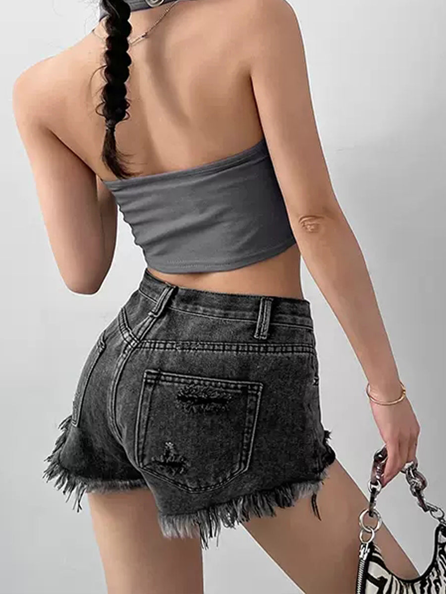 Solid Color Backless Halter Top