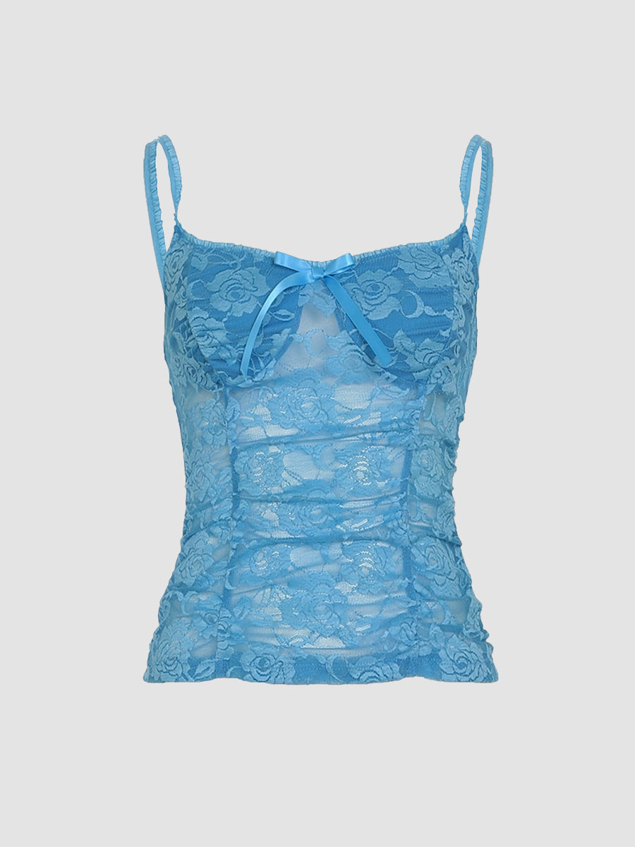 Sheer Lace Bow Camisole Top