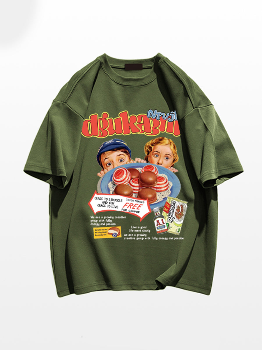 Kids Print Oversize Short Sleeve Top