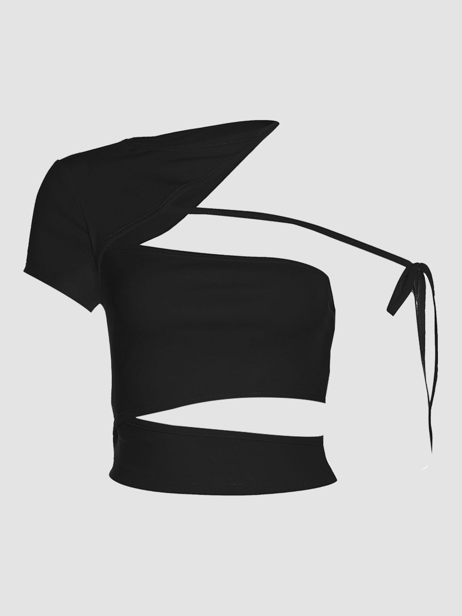 Irregular Neck Tie Top