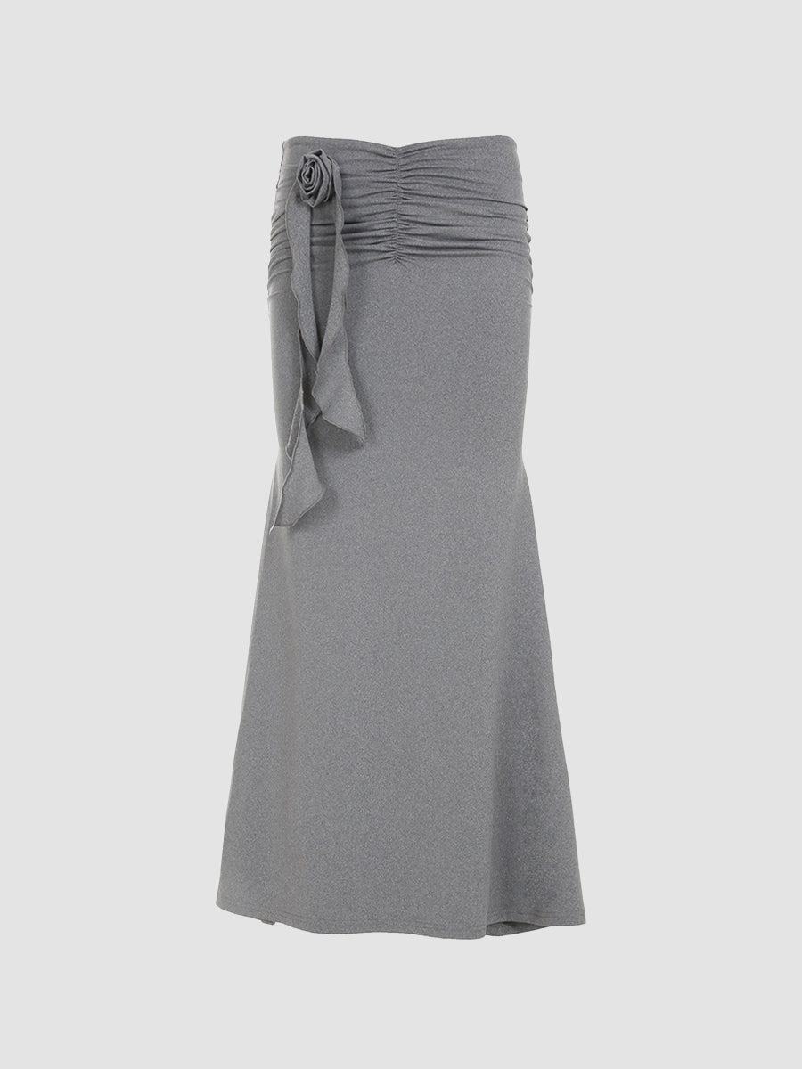 Rose Accessories Low Waist Long Skirt